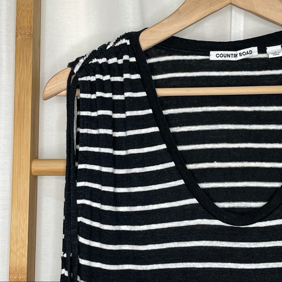 SOLD Country Road Navy Washed Striped Linen Tank Dress - Picture 6 of 9